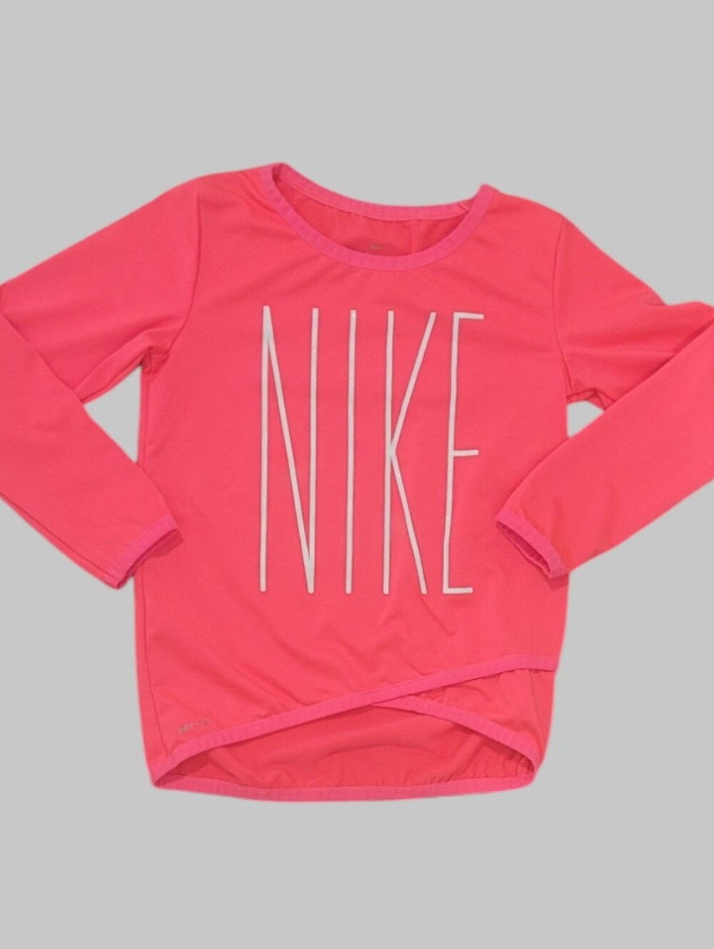 Nike Girl's Neon Pink Long-Sleeve "Nike" Logo T-shirt